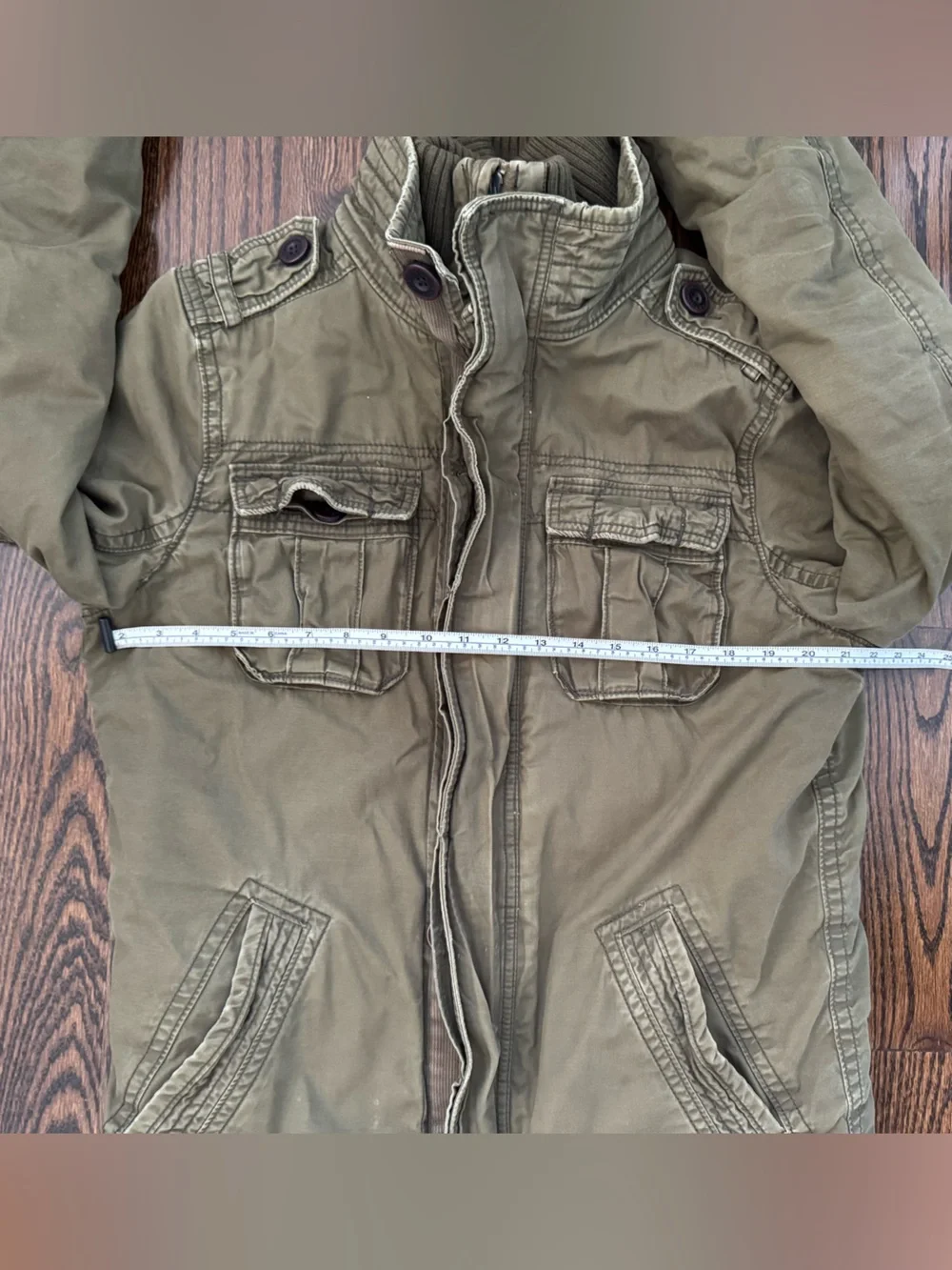 Abercrombie Fitch Cliff Mountain Sherpa Lined Twill Military Coat Olive Jacket M